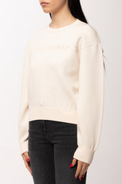 Elisabetta Franchi Felpa Girocollo con Logo Ricamato MK70Q61E2 BURRO