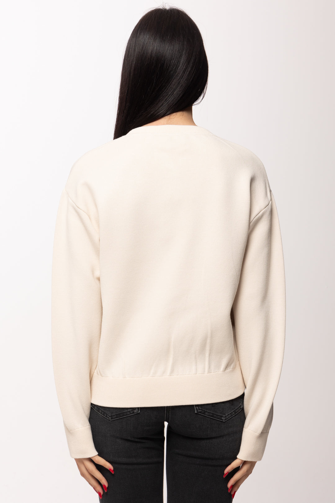Elisabetta Franchi Felpa Girocollo con Logo Ricamato MK70Q61E2 BURRO