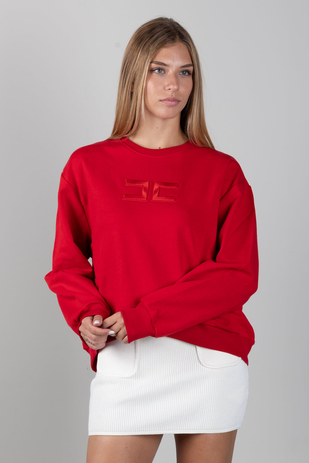 Elisabetta Franchi Bambina Felpa Girocollo con Patch Logo EFFE185CFF017.3028