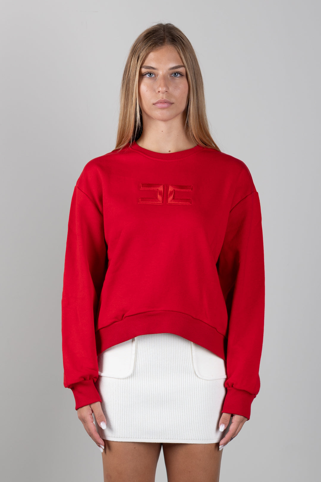 Elisabetta Franchi Bambina Felpa Girocollo con Patch Logo EFFE185CFF017.3028