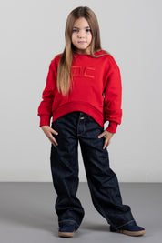 Elisabetta Franchi Bambina Felpa Girocollo con Patch Logo EFFE185CFF017.3028