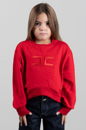Elisabetta Franchi Bambina Felpa Girocollo con Patch Logo EFFE185CFF017.3028