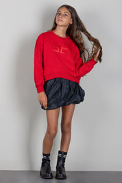 Elisabetta Franchi Bambina Felpa Girocollo con Patch Logo EFFE185CFF017.3028