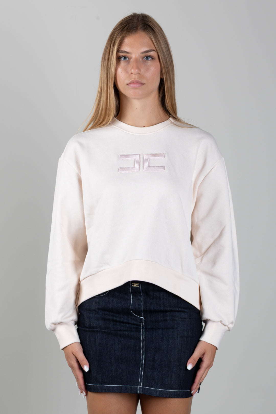 Elisabetta Franchi Bambina Felpa Girocollo con Patch Logo EFFE185CFF017.C063