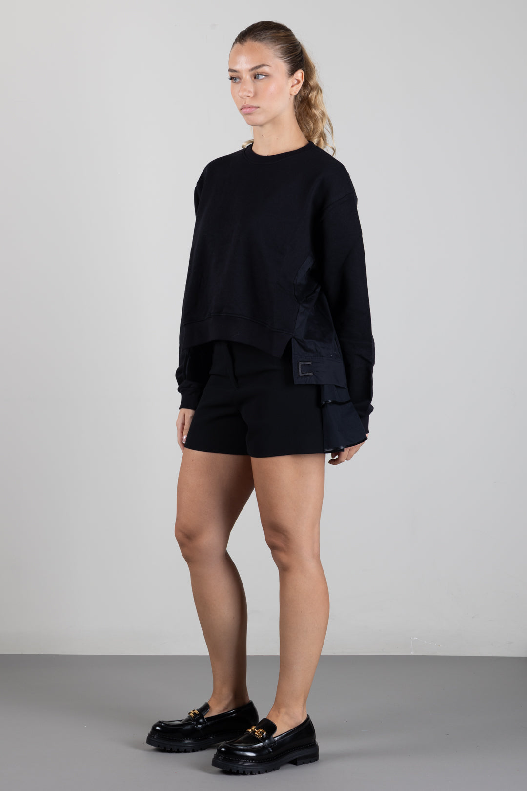Elisabetta Franchi Bambina Felpa Girocollo con Spacchi Laterali e Logo EFFE180CFF017.N135