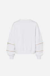 Elisabetta Franchi Felpa Girocollo In Cotone con Logo a Contrasto MD05P66E2 GESSO