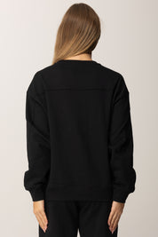 Pinko Felpa In Cotone con Logo Love Birds Ricamato NERO LIMOUSINE