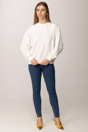 Elisabetta Franchi Felpa In Jersey con Cut-out MD01261E2 AVORIO