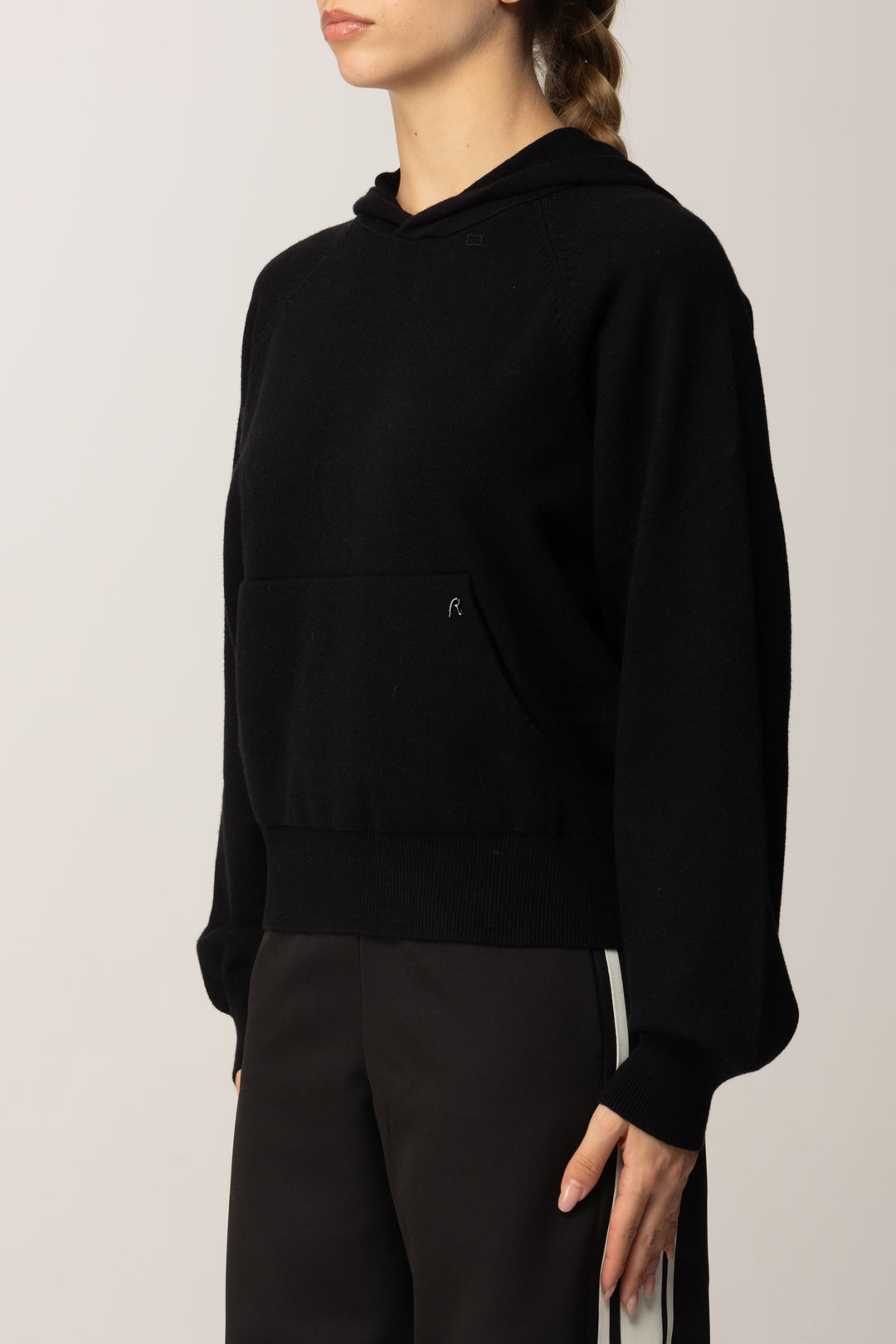 Replay Woman Sweatshirt In Knit with Hood BLACK