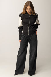 Patrizia Pepe Felpa Racing Color Block con Zip 2M4508 A664 NERO