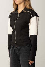 Patrizia Pepe Felpa Racing Color Block con Zip 2M4508 A664 NERO