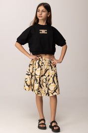 Elisabetta Franchi Bambina Felpa Scatoletta con Logo Cc Forato EFFE1710FF002.N005