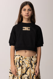 Elisabetta Franchi Bambina Felpa Scatoletta con Logo Cc Forato EFFE1710FF002.N005
