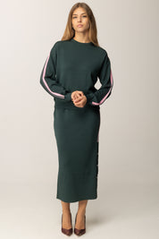 Pinko Felpa Sportiva In Piquet Tecnico con Bande Laterali VERDE CRISALIDE