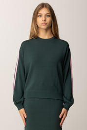 Pinko Felpa Sportiva In Piquet Tecnico con Bande Laterali VERDE CRISALIDE