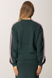 Pinko Felpa Sportiva In Piquet Tecnico con Bande Laterali VERDE CRISALIDE
