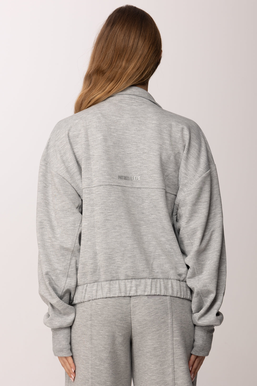 Patrizia Pepe Felpa Zip con Tasche e Coulisse 8M1795 J391 GRIGIO MELANGE