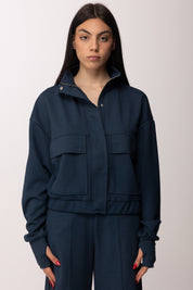Patrizia Pepe Felpa Zip con Tasche e Coulisse 8M1795 J391 LAGOON BLUE