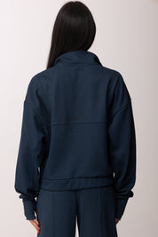 Patrizia Pepe Felpa Zip con Tasche e Coulisse 8M1795 J391 LAGOON BLUE