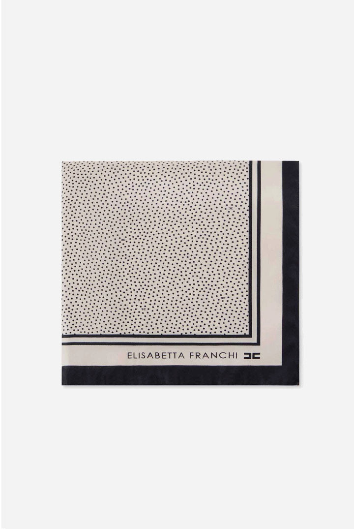 Elisabetta Franchi Foulard In Seta con Stampa Micro-pois FO01F67E2 BURRO/NERO