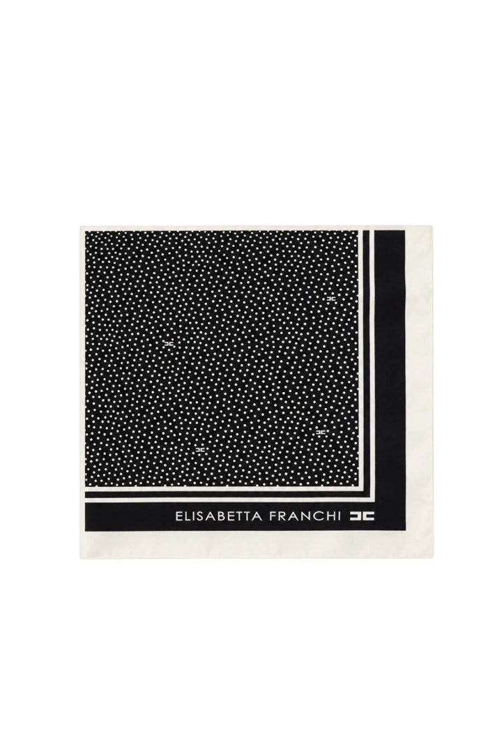 Elisabetta Franchi Foulard In Seta con Stampa Micro-pois FO01F67E2 NERO/BURRO