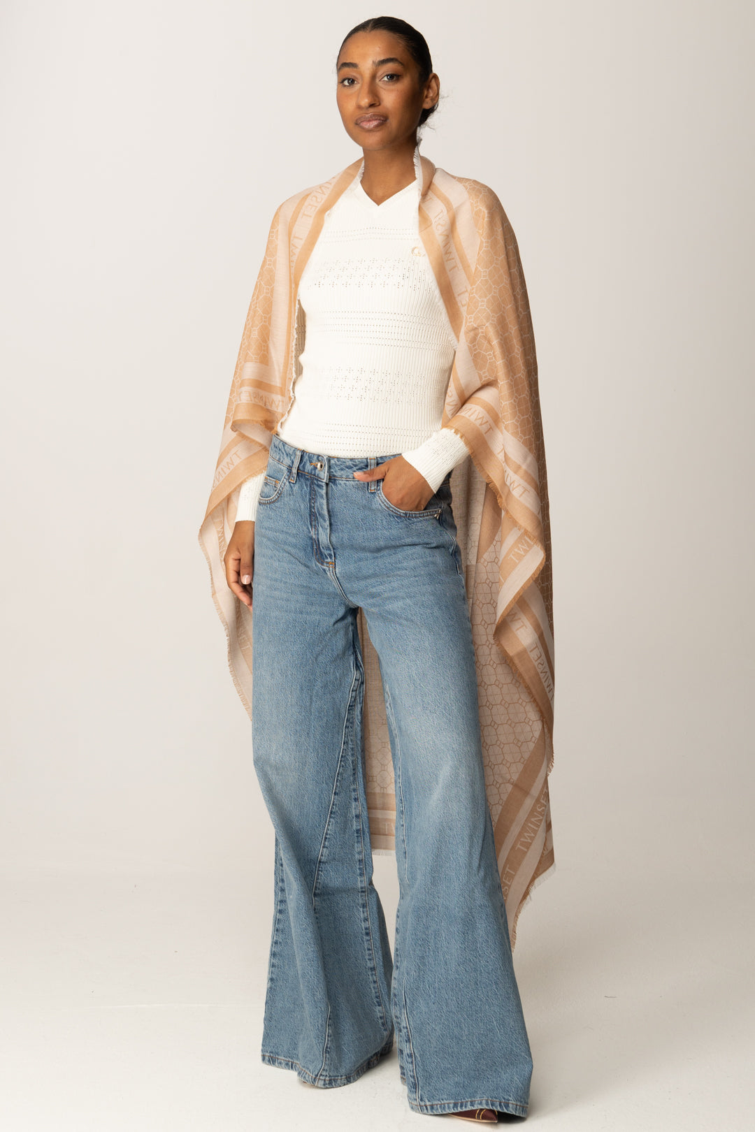 Twin-set Foulard In Tessuto con Motivo Sfrangiato 252TA4230 LAND