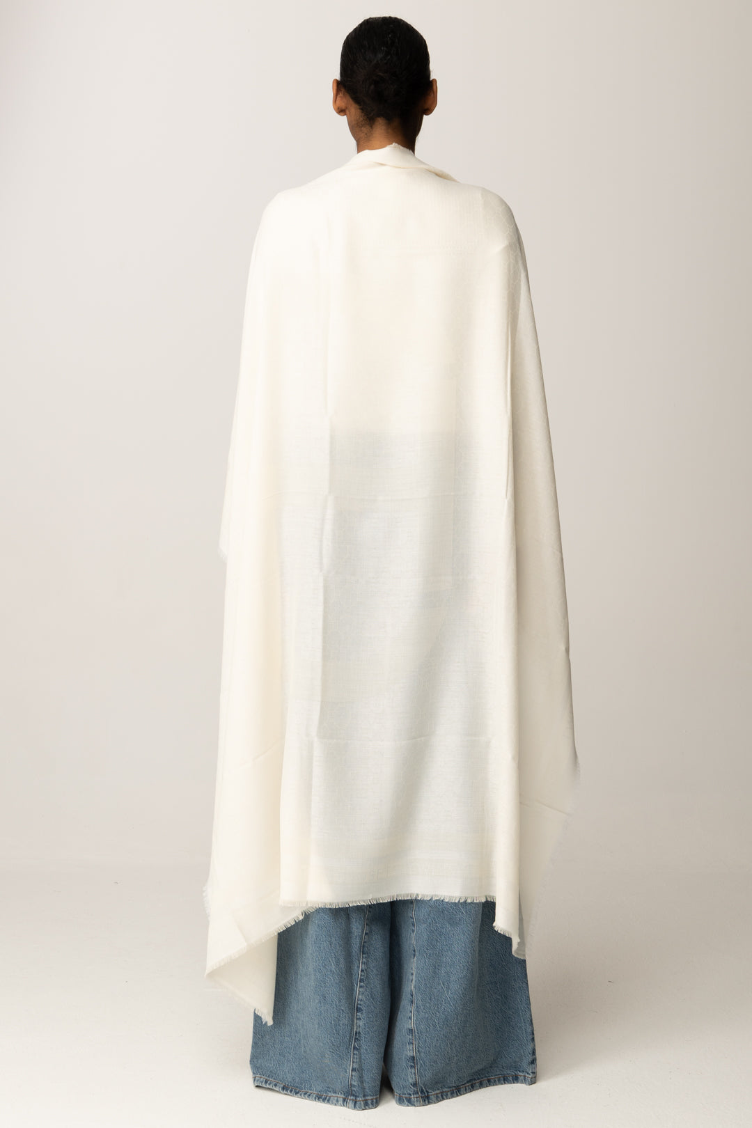 Twin-set Foulard In Tessuto con Motivo Sfrangiato 252TA4230 PARCHMENT