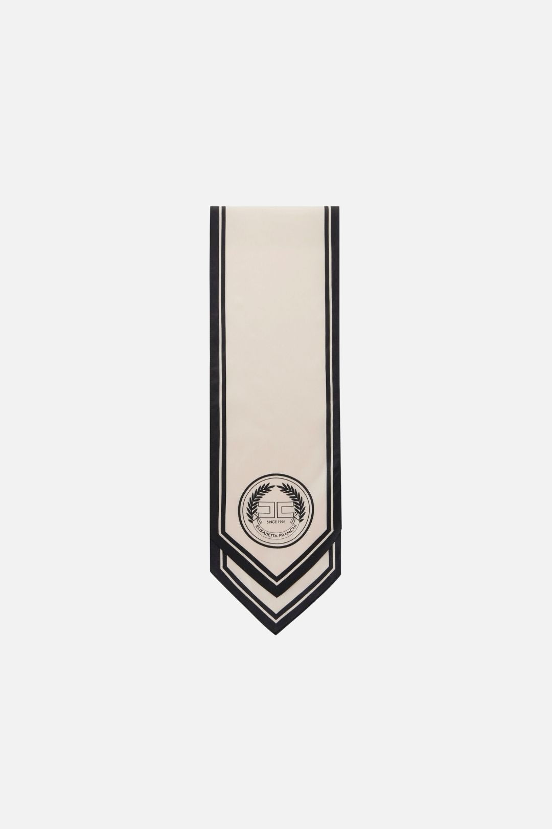 Elisabetta Franchi Foulard Rettangolare In Seta con Stampa Logo FO04F66E2 BURRO/NERO