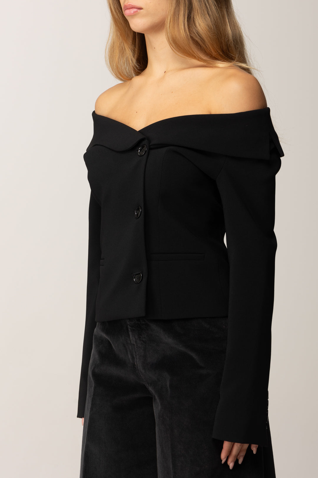 Pinko Giacca Aderente Off Shoulder NERO LIMOUSINE