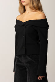 Pinko Giacca Aderente Off Shoulder NERO LIMOUSINE