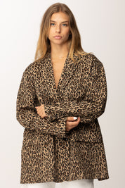 Pinko Giacca Animalier Oversize 104154 A2T9 MULT.BEIGE/NERO
