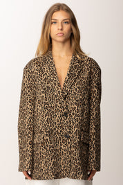 Pinko Giacca Animalier Oversize 104154 A2T9 MULT.BEIGE/NERO