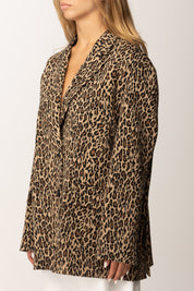 Pinko Giacca Animalier Oversize 104154 A2T9 MULT.BEIGE/NERO