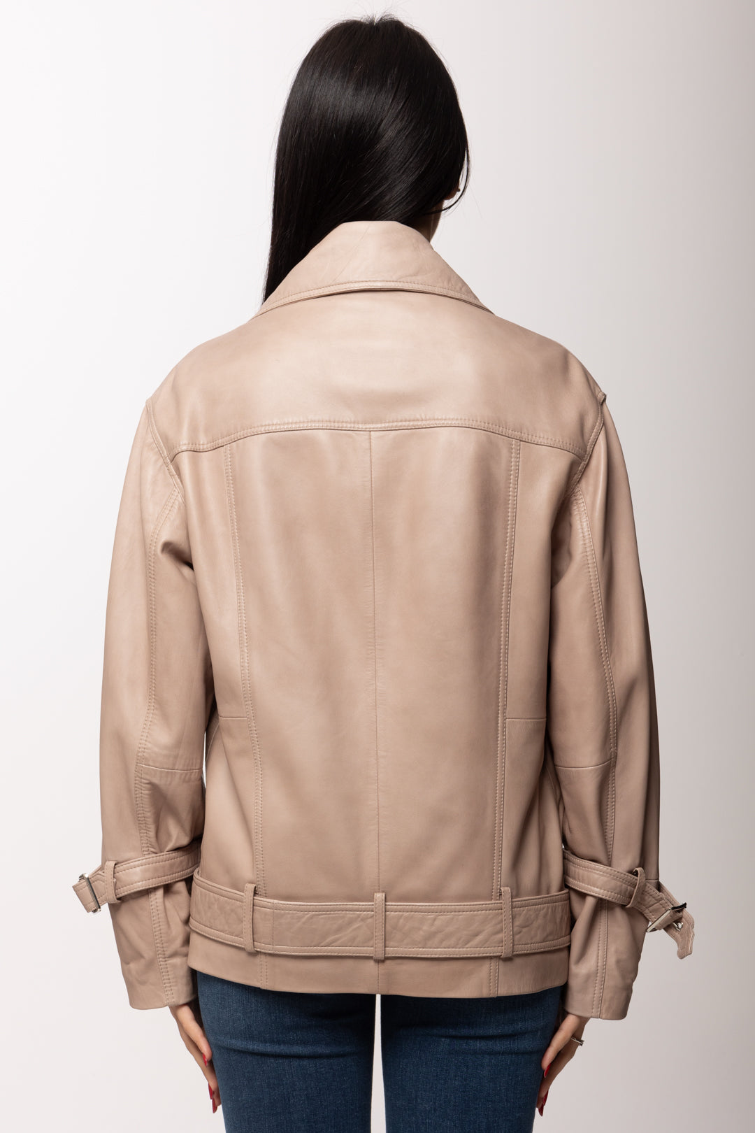 Pinko Giacca Biker In Pelle con Cintura 106231 A31X I31