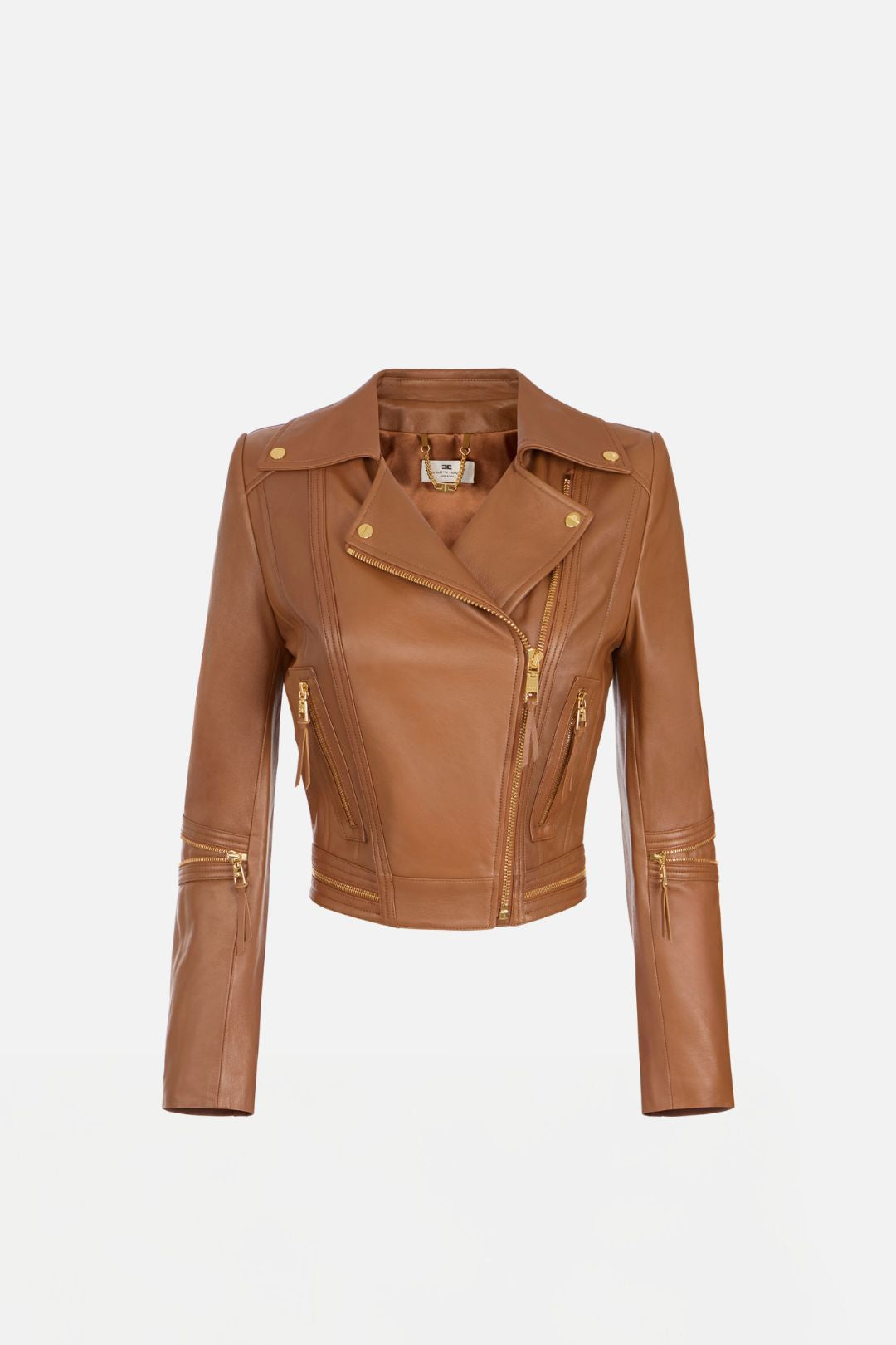 Elisabetta Franchi Giacca Biker In Pelle con Zip GD01Z66E2 SIGARO