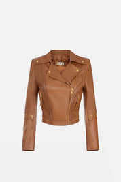 Elisabetta Franchi Giacca Biker In Pelle con Zip GD01Z66E2 SIGARO