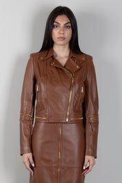Elisabetta Franchi Giacca Biker In Pelle con Zip GD01Z66E2 SIGARO