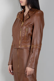 Elisabetta Franchi Giacca Biker In Pelle con Zip GD01Z66E2 SIGARO