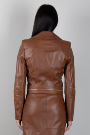 Elisabetta Franchi Giacca Biker In Pelle con Zip GD01Z66E2 SIGARO