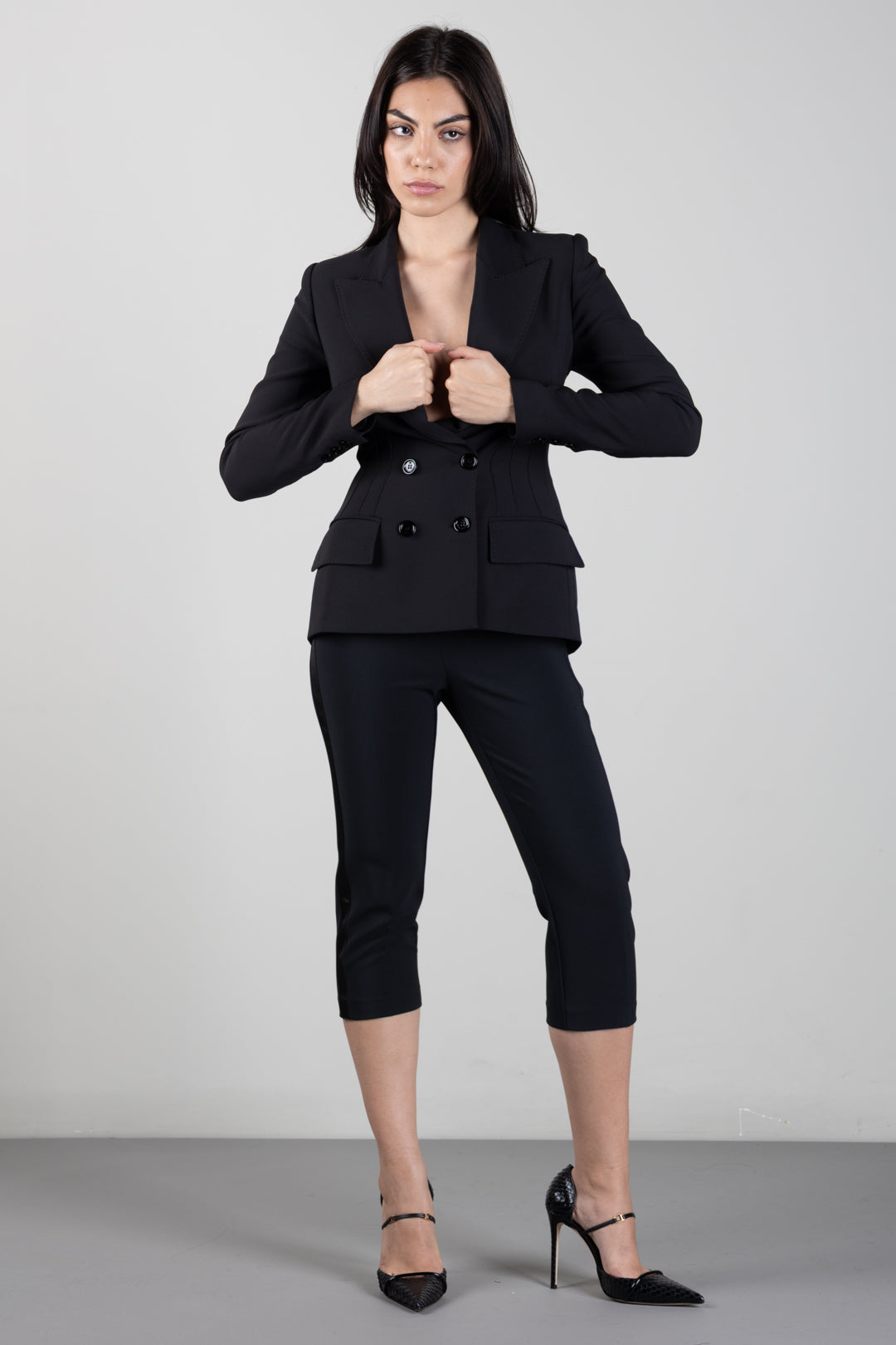 Elisabetta Franchi Giacca Blazer Doppiopetto In Crêpe GI25766E2 NERO