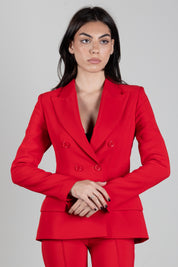 Elisabetta Franchi Giacca Blazer Doppiopetto In Crêpe GI25766E2 RED PASSION