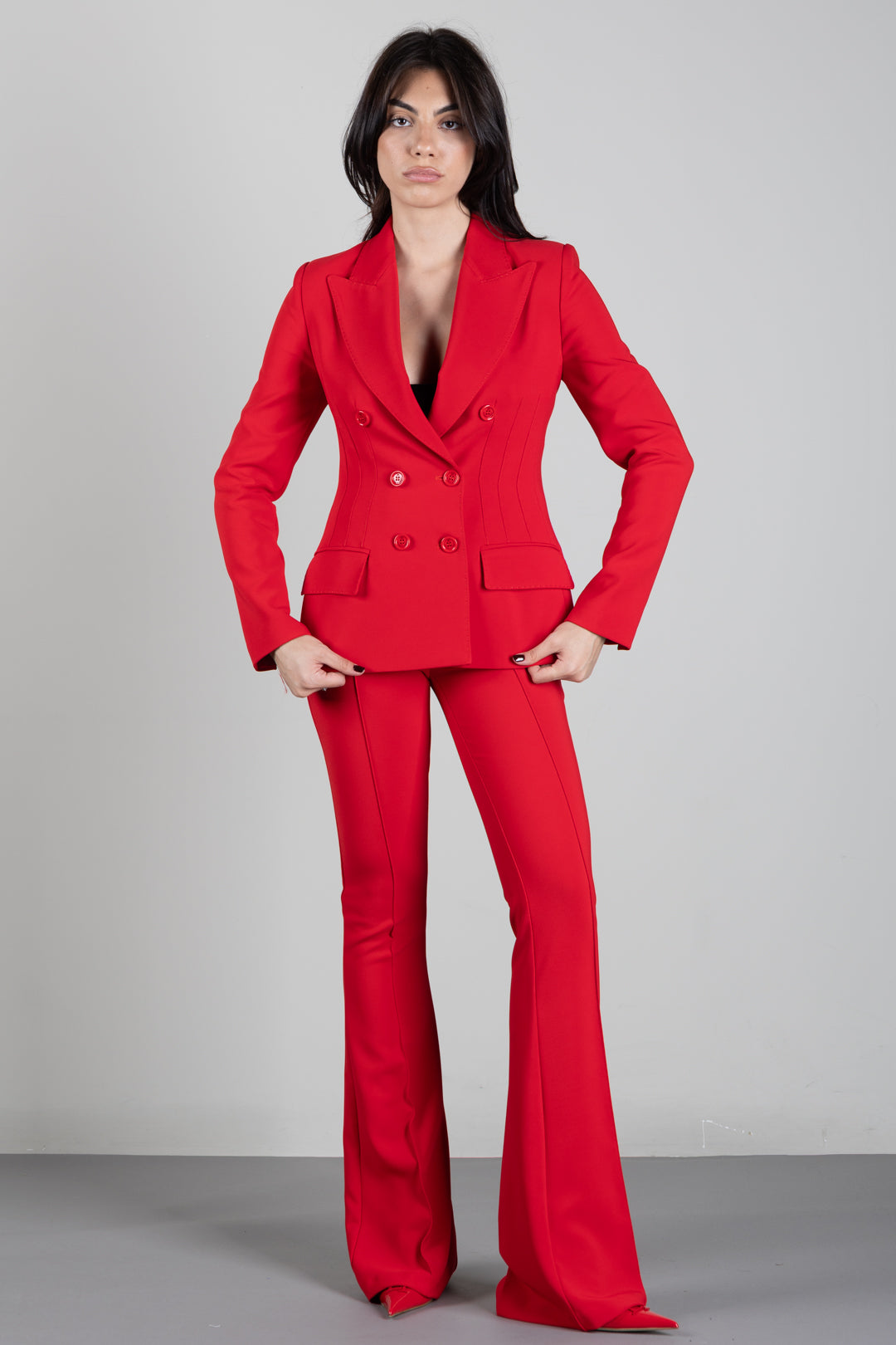 Elisabetta Franchi Giacca Blazer Doppiopetto In Crêpe GI25766E2 RED PASSION