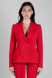 Elisabetta Franchi Giacca Blazer Doppiopetto In Crêpe GI25766E2 RED PASSION