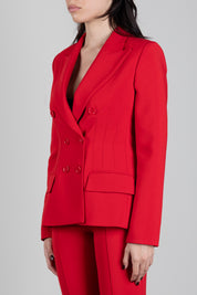Elisabetta Franchi Giacca Blazer Doppiopetto In Crêpe GI25766E2 RED PASSION