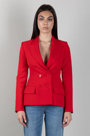 Elisabetta Franchi Giacca Blazer Doppiopetto In Crêpe GI25766E2 RED PASSION