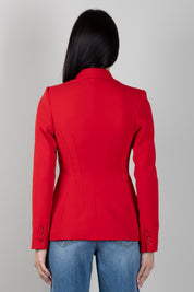 Elisabetta Franchi Giacca Blazer Doppiopetto In Crêpe GI25766E2 RED PASSION