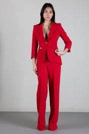 Elisabetta Franchi Giacca Blazer In Crêpe Leggero e Raso GI27567E2 RED PASSION