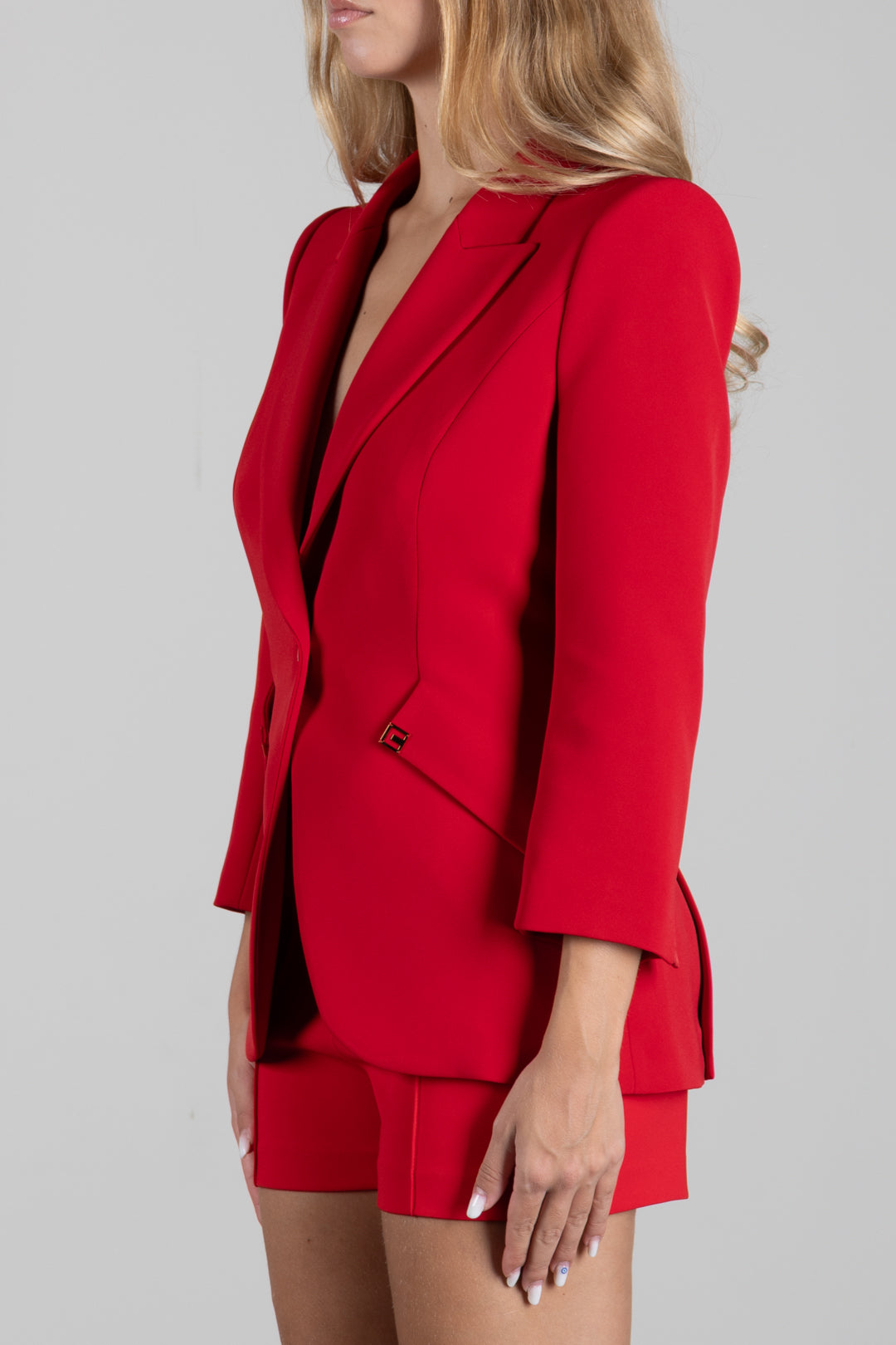 Elisabetta Franchi Giacca Blazer In Crêpe Leggero e Raso GI27567E2 RED PASSION