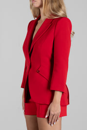 Elisabetta Franchi Giacca Blazer In Crêpe Leggero e Raso GI27567E2 RED PASSION