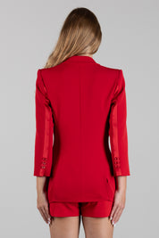 Elisabetta Franchi Giacca Blazer In Crêpe Leggero e Raso GI27567E2 RED PASSION